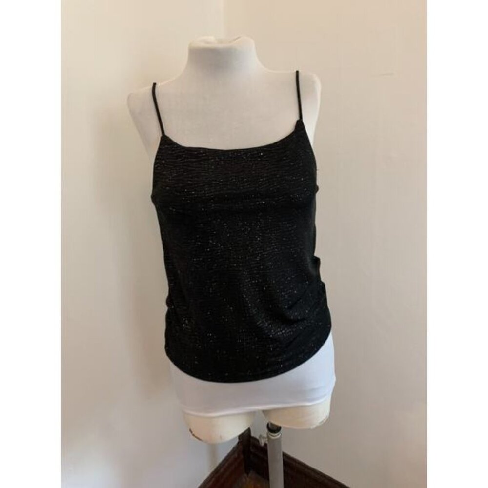VTG y2k 90s 2000s Susan Lawrence Top Sparkle Spaghetti Tank Sexy Club Glitter